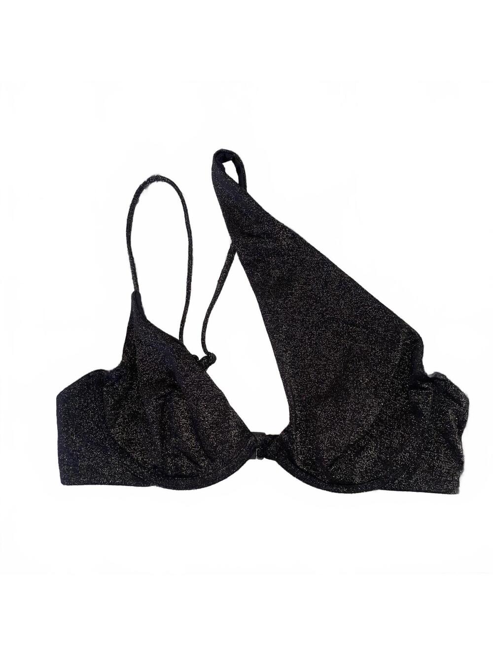 Onia Black Shimmer Bikini Top Size Large Triangle Swim Top